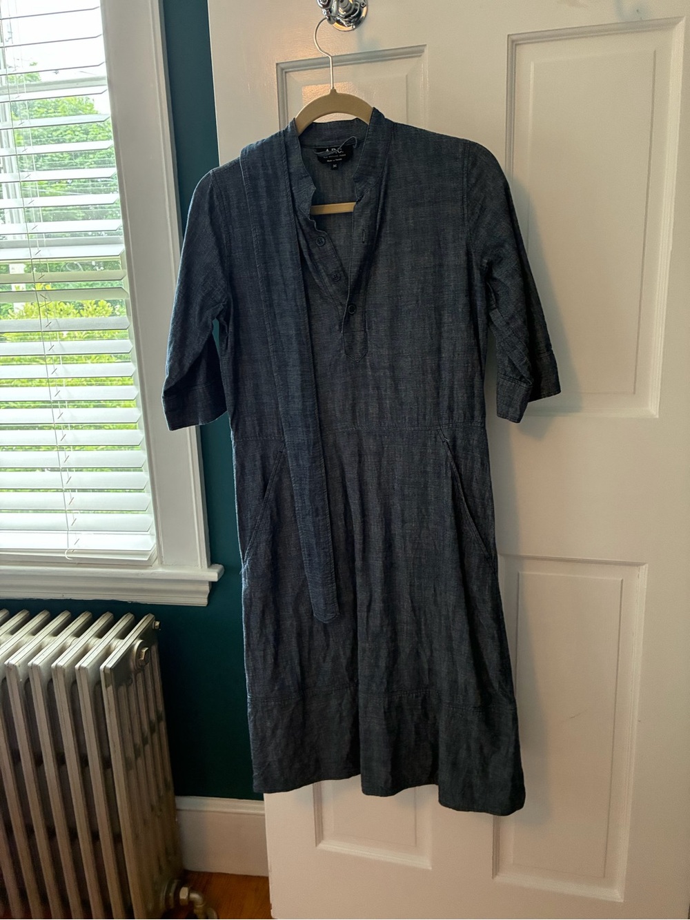 A.P.C. Blue Denim Button-Up Shirt dress size 34/small